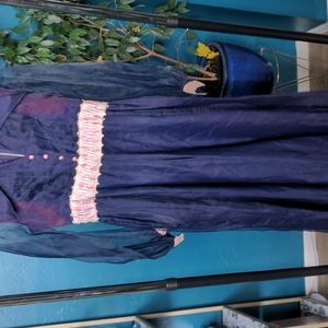 70s Vintage Pant Suit. S-XS Navy blue and pink.